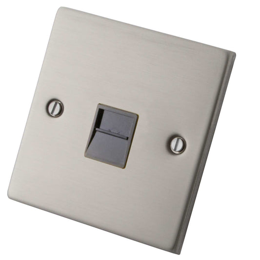 M2 Decorative 1 Gang Master Telephone Grey Insert Brushed Stainless Steel