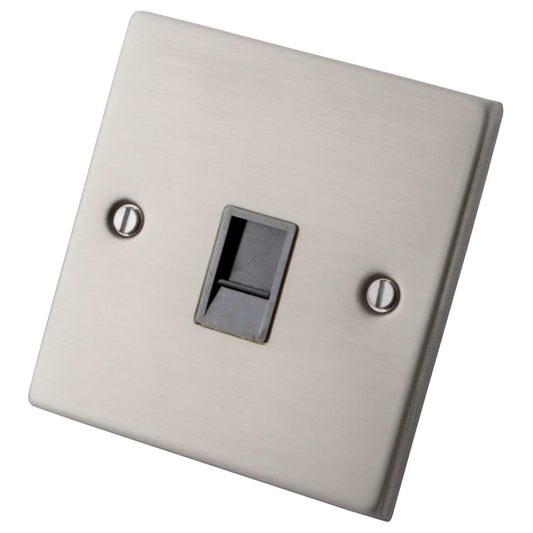 M2 Decorative 1 Gang CAT5E Data Outlet Grey Insert Brushed Stainless Steel
