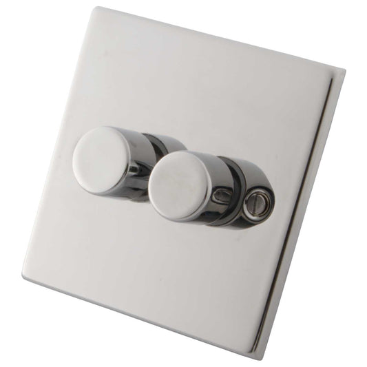 M2 Decorative 400W 2 Gang 2 Way Special Application Dimmer Polished Stainless Steel