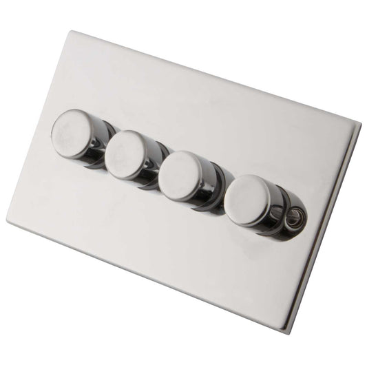 M2 Decorative 400W 4 Gang 2 Way Special Application Dimmer Polished Stainless Steel