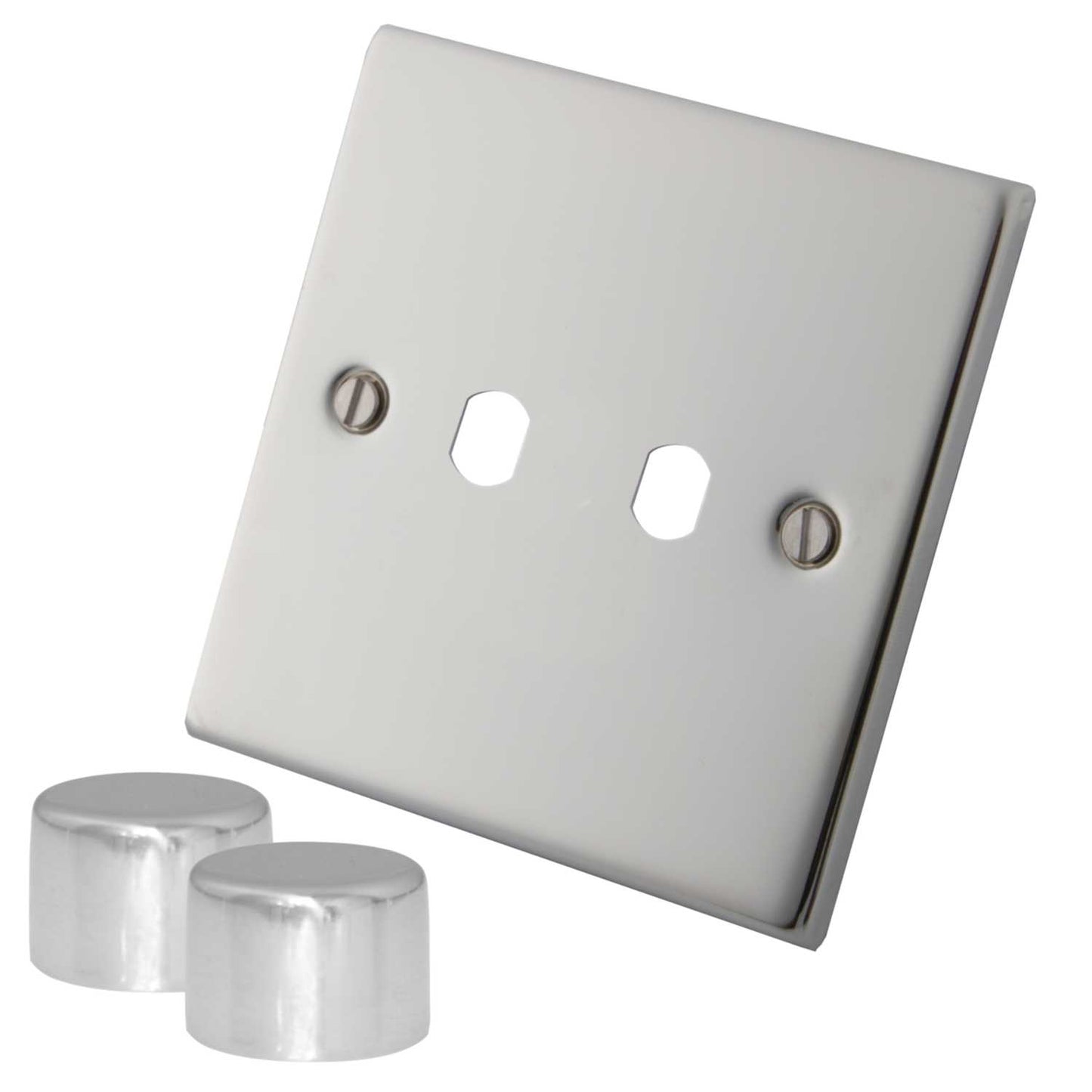M2 Decorative 2 Gang Unfurnished Dimmer Plate Polished Stainless Steel