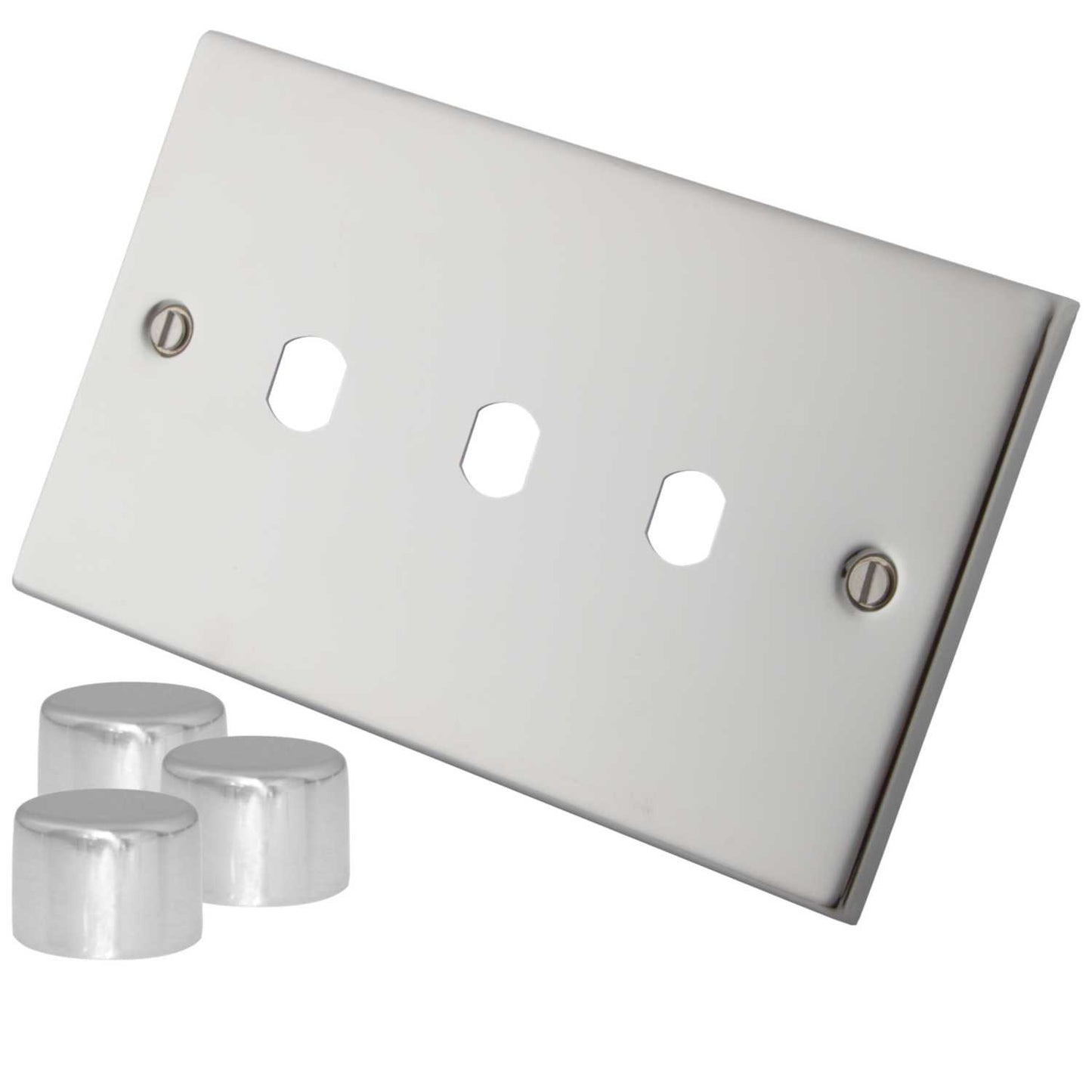 M2 Decorative 3 Gang Unfurnished Dimmer Plate Polished Stainless Steel