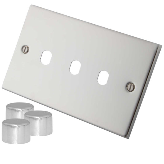 M2 Decorative 3 Gang Unfurnished Dimmer Plate Polished Stainless Steel