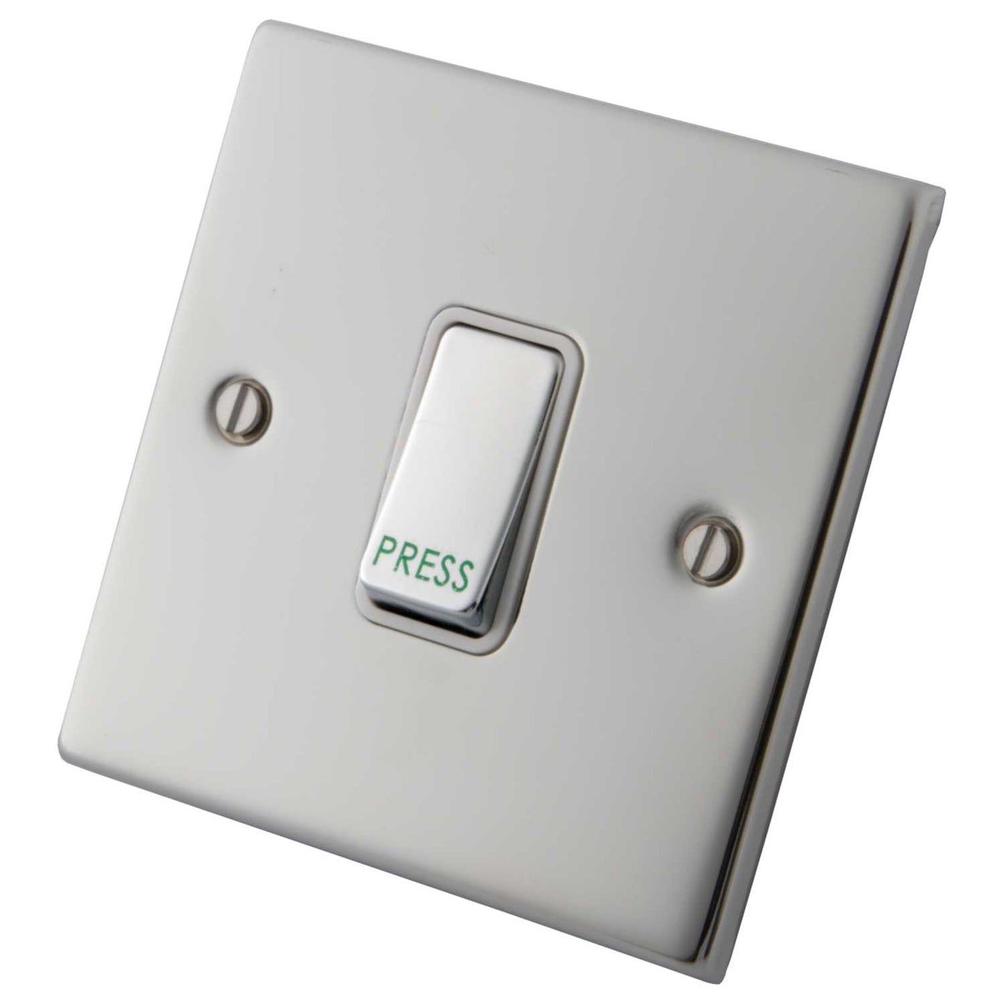 M2 Decorative 10A 1 Gang 2 Way Retractive Switch White Insert Polished Stainless Steel