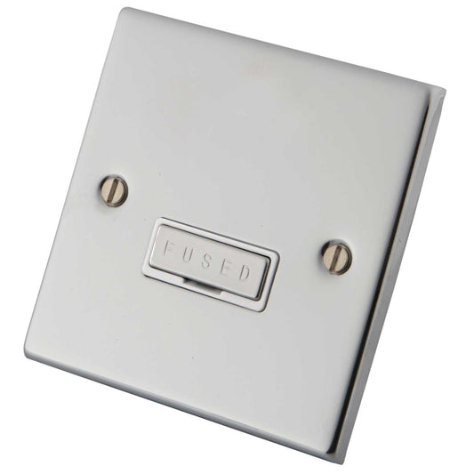 M2 Decorative 13A Unswitched Fused Spur Metal / White Insert Polished Stainless Steel