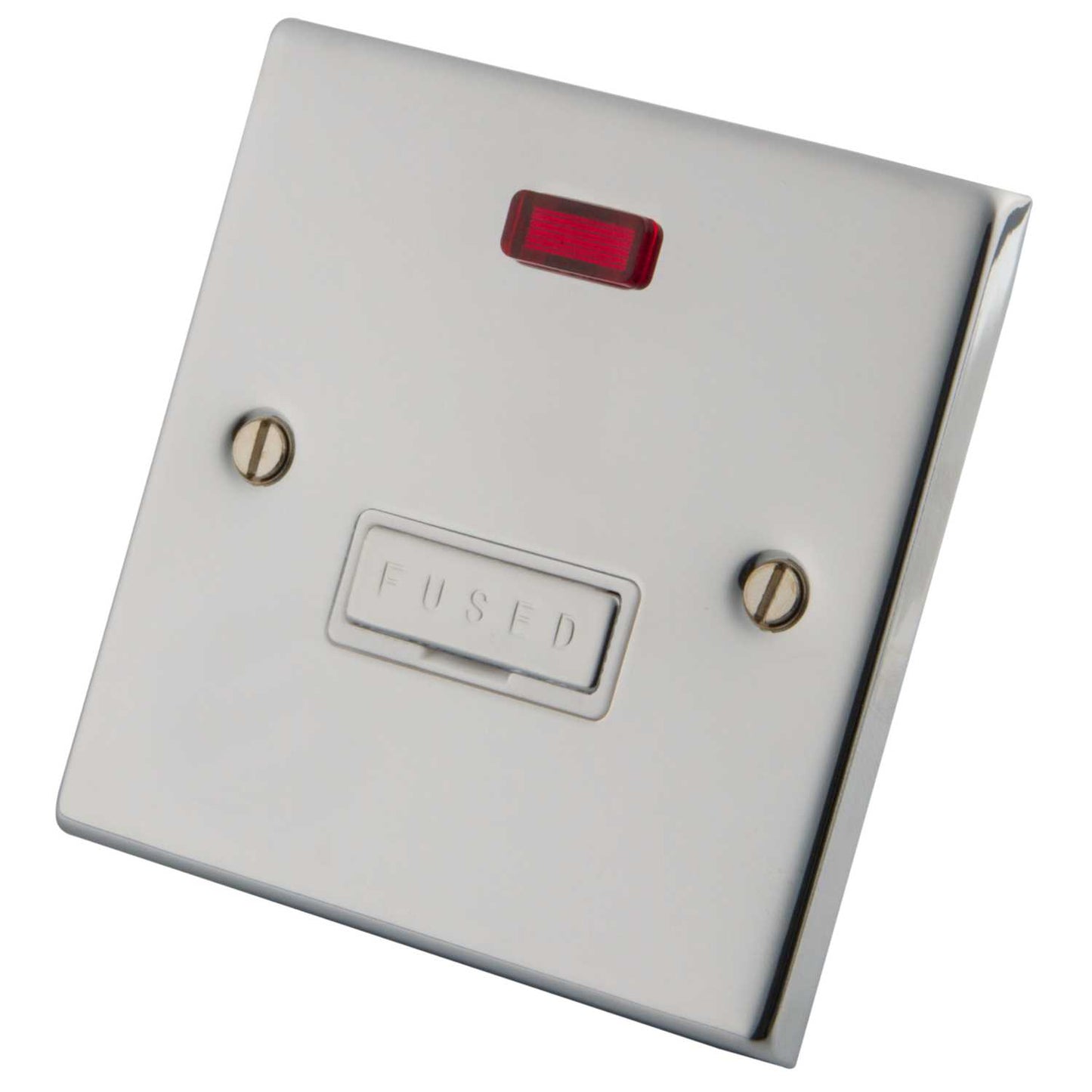 M2 Decorative 13A Unswitched Fused Spur Neon White Insert Polished Stainless Steel