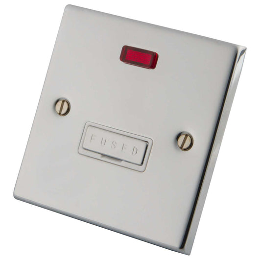 M2 Decorative 13A Unswitched Fused Spur Neon White Insert Polished Stainless Steel