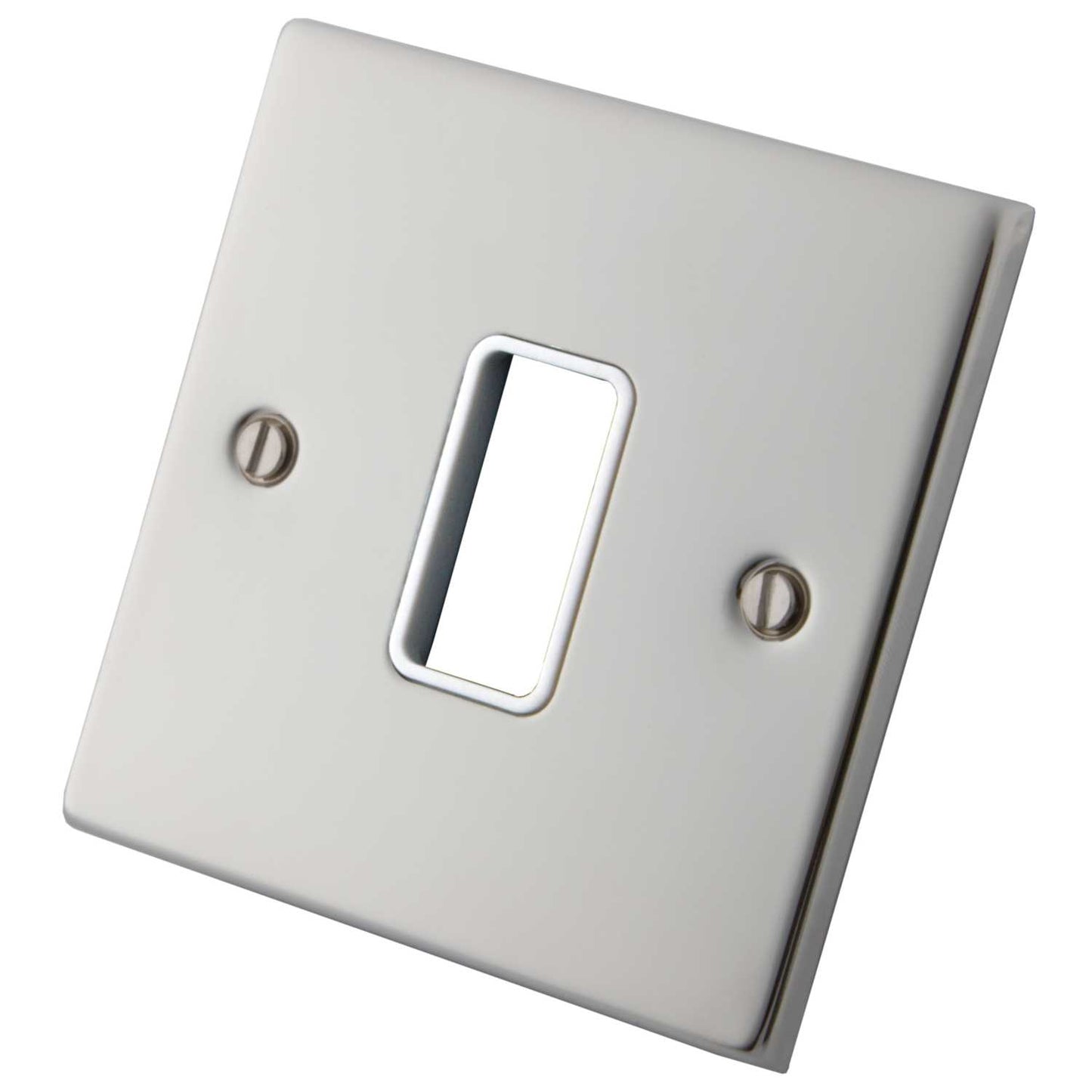 M2 Decorative 1 Gang 1 Module Front Plate White Insert Polished Stainless Steel