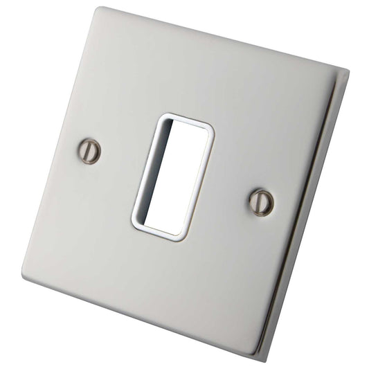 M2 Decorative 1 Gang 1 Module Front Plate White Insert Polished Stainless Steel