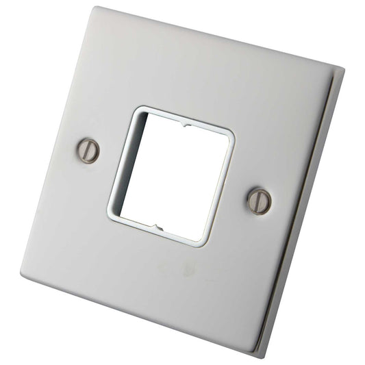 M2 Decorative 1 Gang 2 Module Front Plate White Insert Polished Stainless Steel