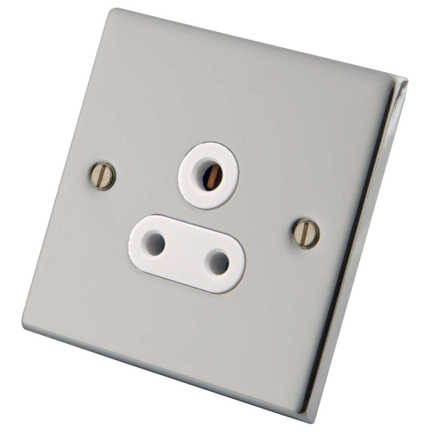 M2 Decorative 5A 1 Gang Unswitched Socket White Insert Polished Stainless Steel