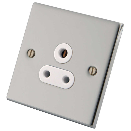 M2 Decorative 5A 1 Gang Unswitched Socket White Insert Polished Stainless Steel