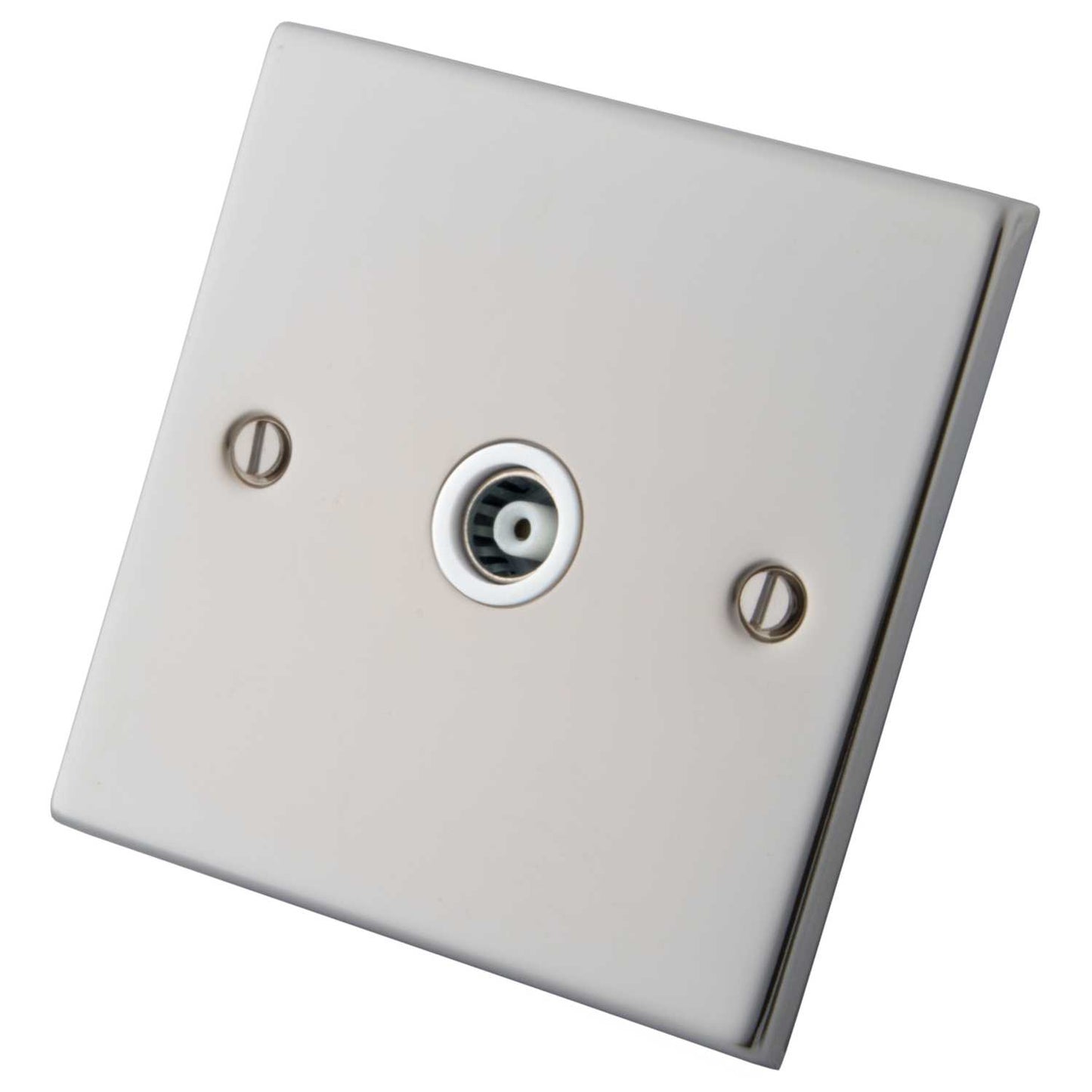 M2 Decorative 1 Gang Coaxial Socket White Insert Polished Stainless Steel