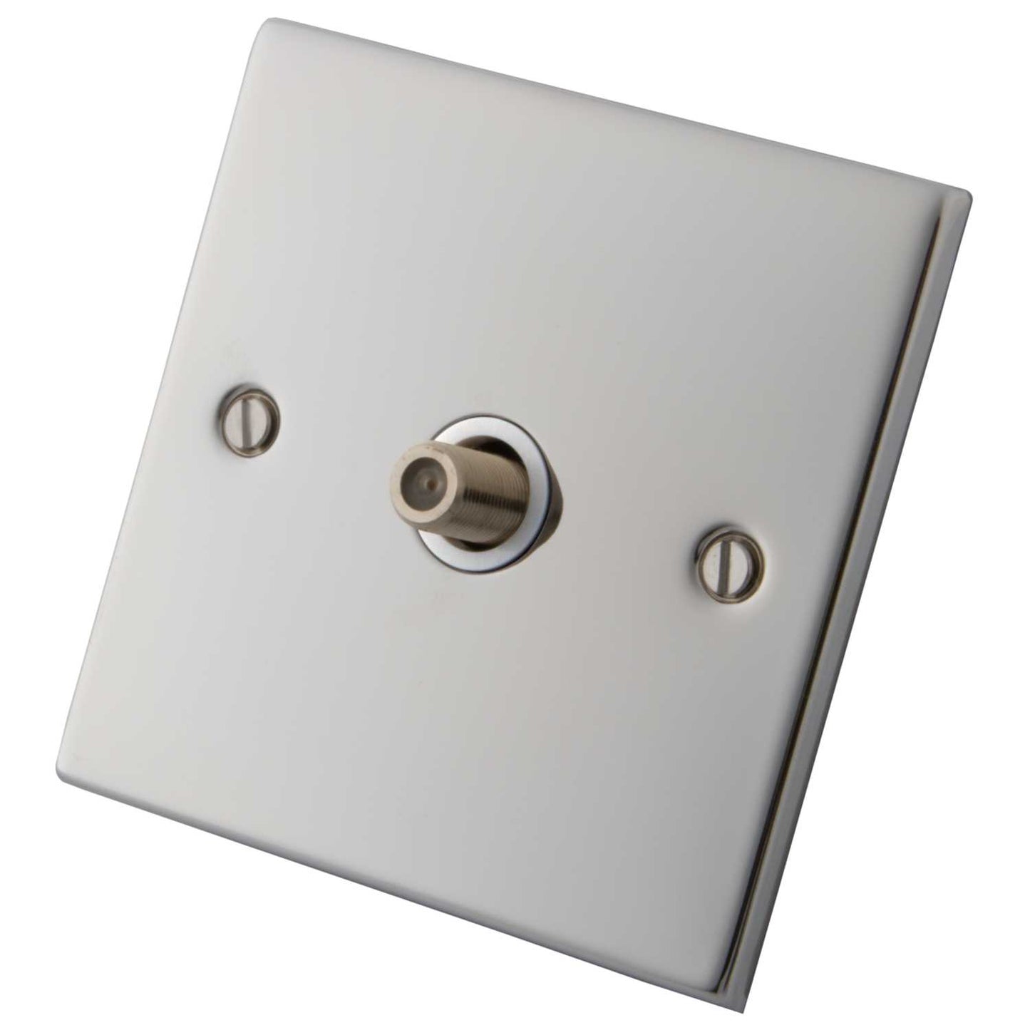 M2 Decorative 1 Gang Satellite Socket White Insert Polished Stainless Steel