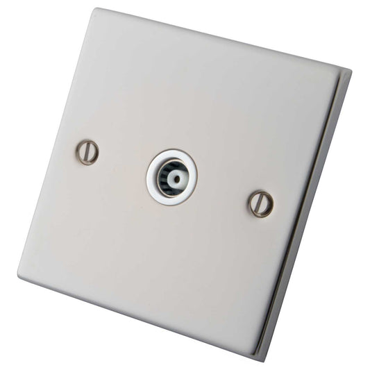 M2 Decorative 1 Gang Isolated Coaxial Socket White Insert Polished Stainless Steel