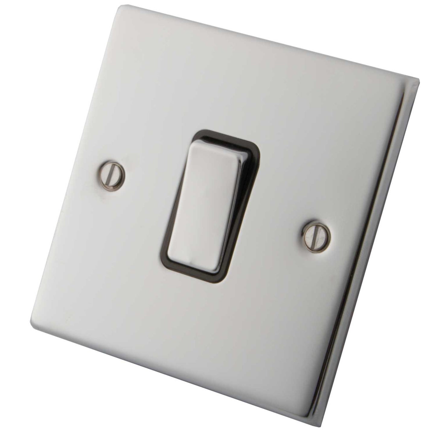 M2 Decorative 10A 1 Gang Intermediate Switch Metal / Black Insert Polished Stainless Steel