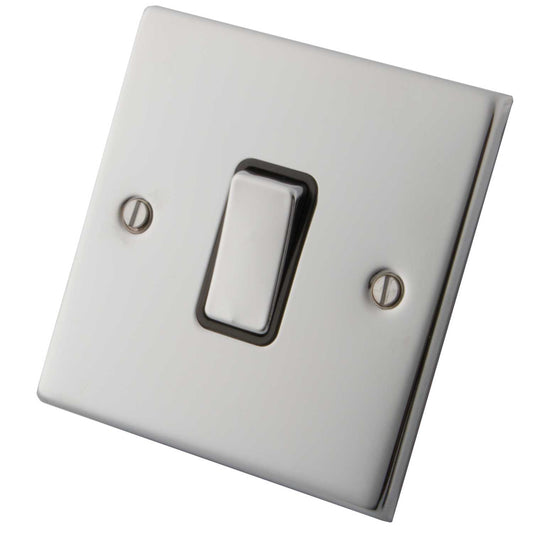 M2 Decorative 10A 1 Gang Intermediate Switch Metal / Black Insert Polished Stainless Steel