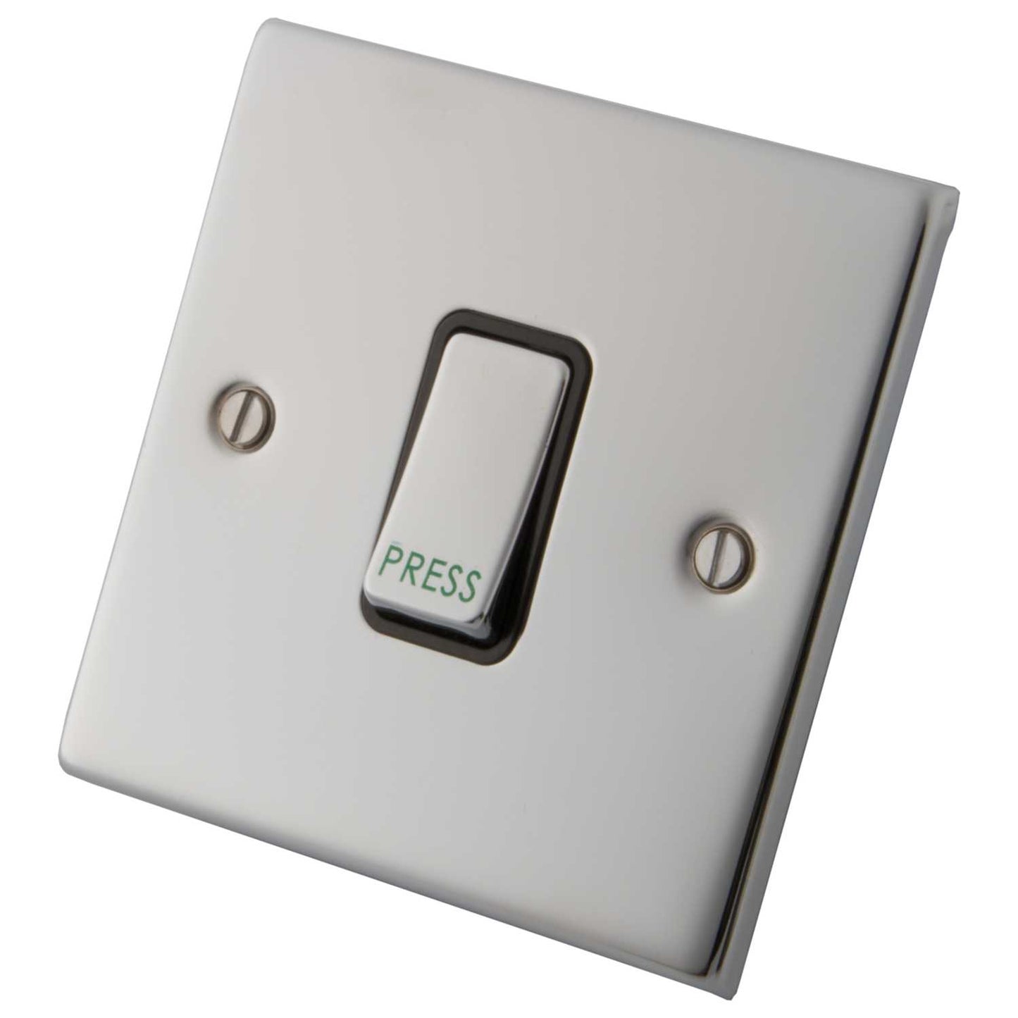 M2 Decorative 10A 1 Gang 2 Way Retractive Switch Black Insert Polished Stainless Steel