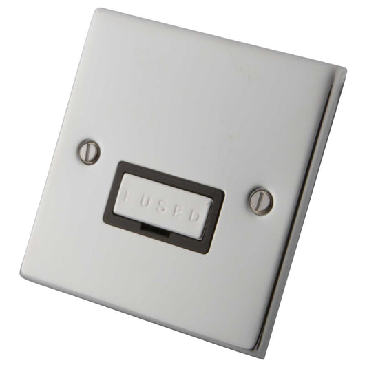 M2 Decorative 13A Unswitched Fused Spur Metal / Black Insert Polished Stainless Steel