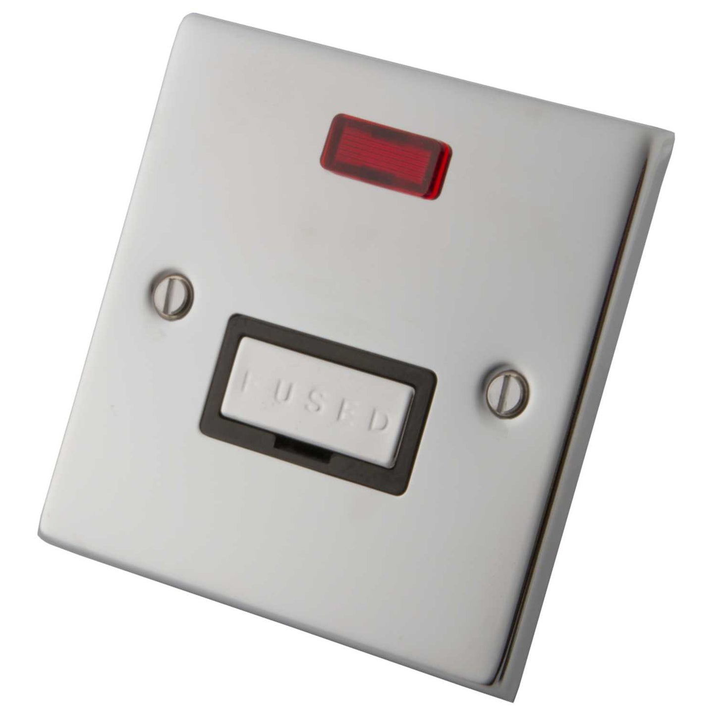 M2 Decorative 13A Unswitched Fused Spur Neon Black Insert Polished Stainless Steel