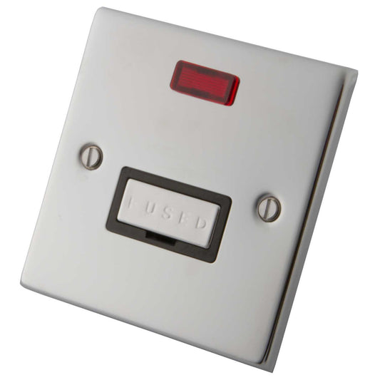 M2 Decorative 13A Unswitched Fused Spur Neon Black Insert Polished Stainless Steel
