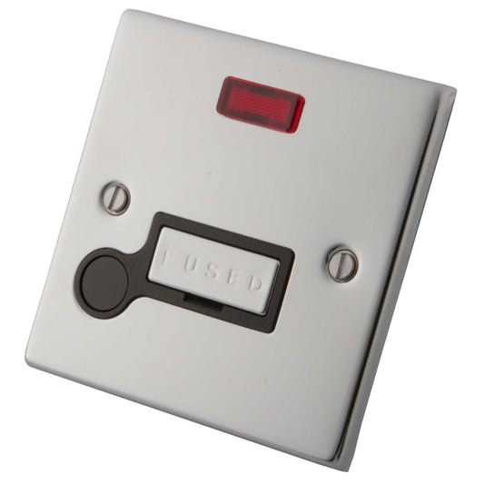 M2 Decorative 13A Unswitched Fused Spur Neon Black Insert Polished Stainless Steel