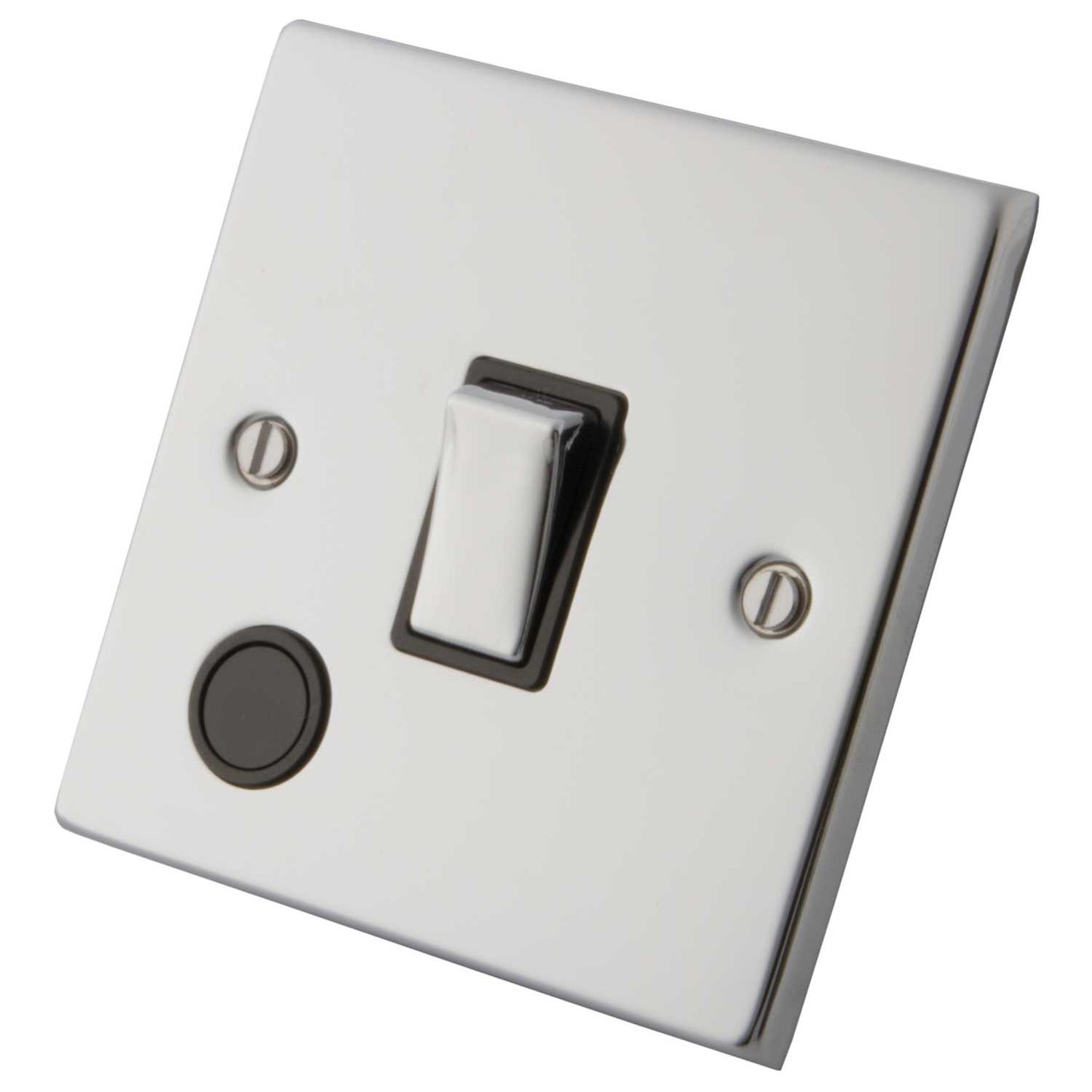 M2 Decorative 20A DP Switch with Flex Outlet Black Insert Polished Stainless Steel