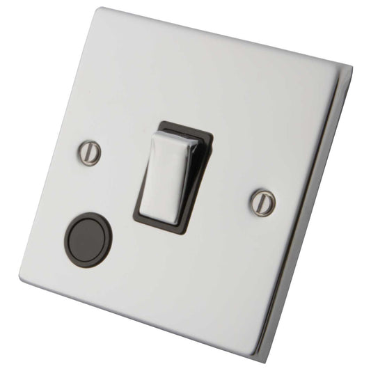 M2 Decorative 20A DP Switch with Flex Outlet Black Insert Polished Stainless Steel