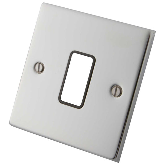 M2 Decorative 1 Gang 1 Module Front Plate Black Insert Polished Stainless Steel