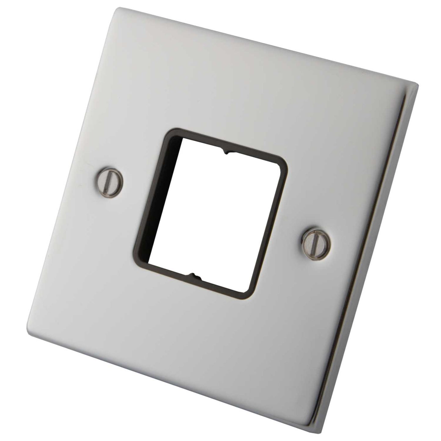 M2 Decorative 1 Gang 2 Module Front Plate Black Insert Polished Stainless Steel