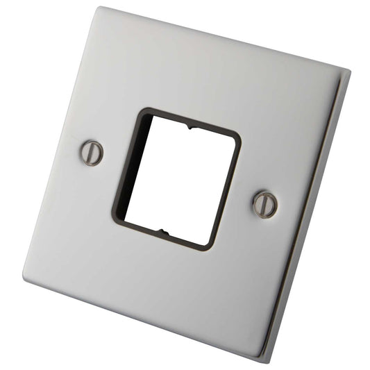 M2 Decorative 1 Gang 2 Module Front Plate Black Insert Polished Stainless Steel