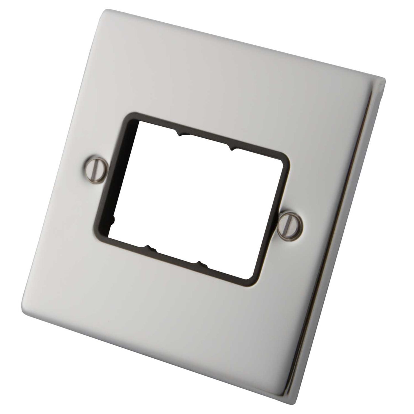M2 Decorative 1 Gang 3 Module Front Plate Black Insert Polished Stainless Steel