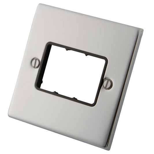 M2 Decorative 1 Gang 3 Module Front Plate Black Insert Polished Stainless Steel