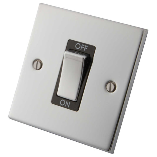 M2 Decorative 45A DP 1 Gang Switch Metal / Black Insert Polished Stainless Steel