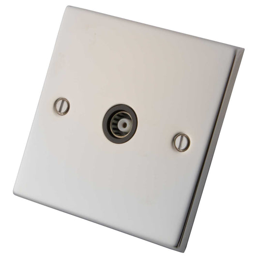 M2 Decorative 1 Gang Coaxial Socket Black Insert Polished Stainless Steel