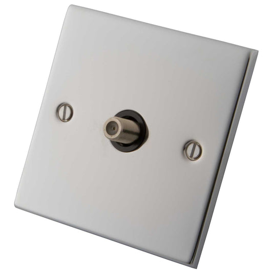 M2 Decorative 1 Gang Satellite Socket Black Insert Polished Stainless Steel