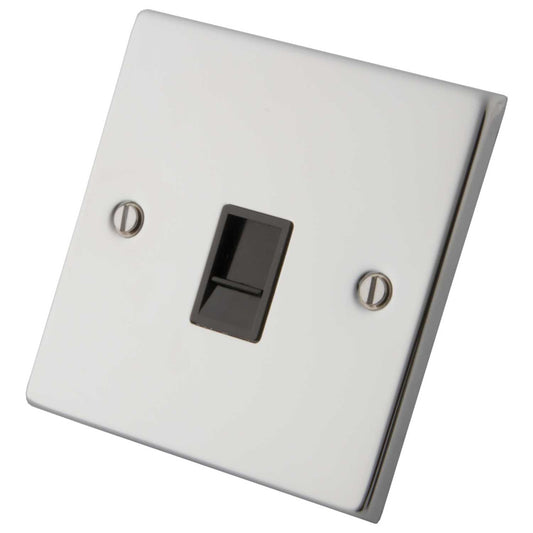 M2 Decorative 1 Gang Cat 5E Data Outlet Black Insert Polished Stainless Steel