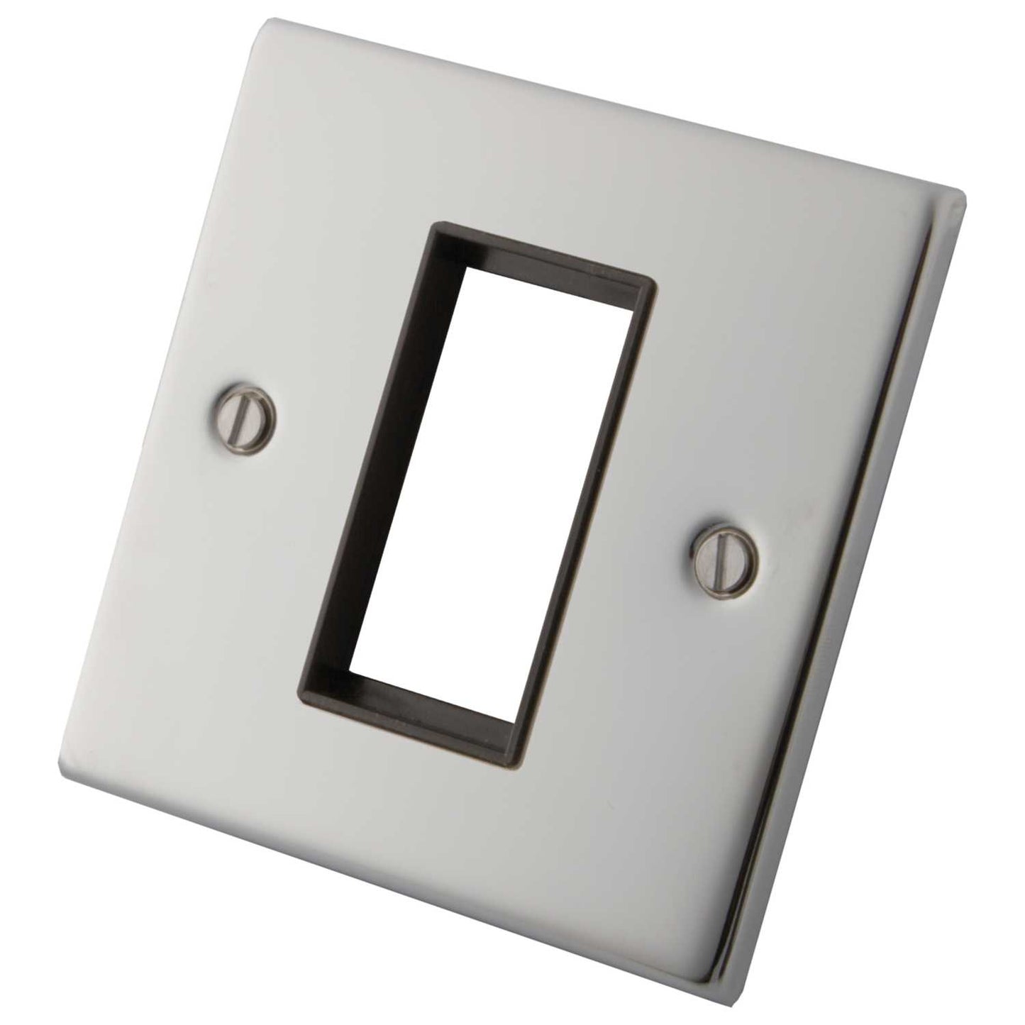 M2 Decorative 1 Gang 1 Euro Module Front Plate Black Insert Polished Stainless Steel