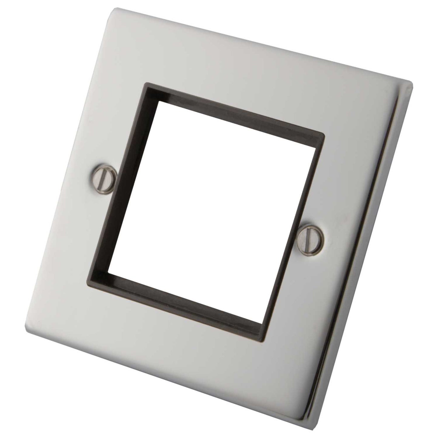 M2 Decorative 1 Gang 2 Euro Module Front Plate Black Insert Polished Stainless Steel