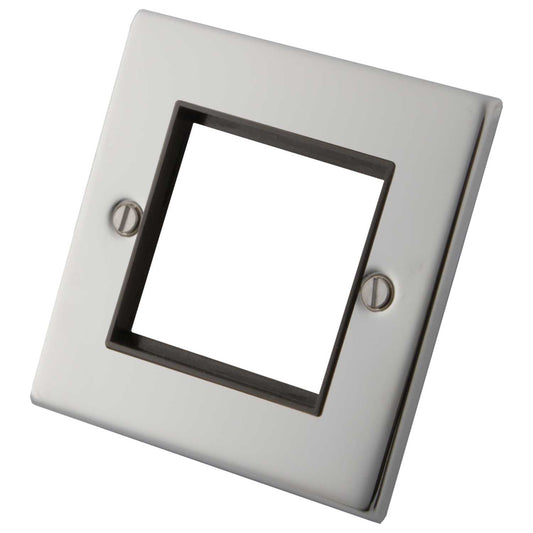 M2 Decorative 1 Gang 2 Euro Module Front Plate Black Insert Polished Stainless Steel