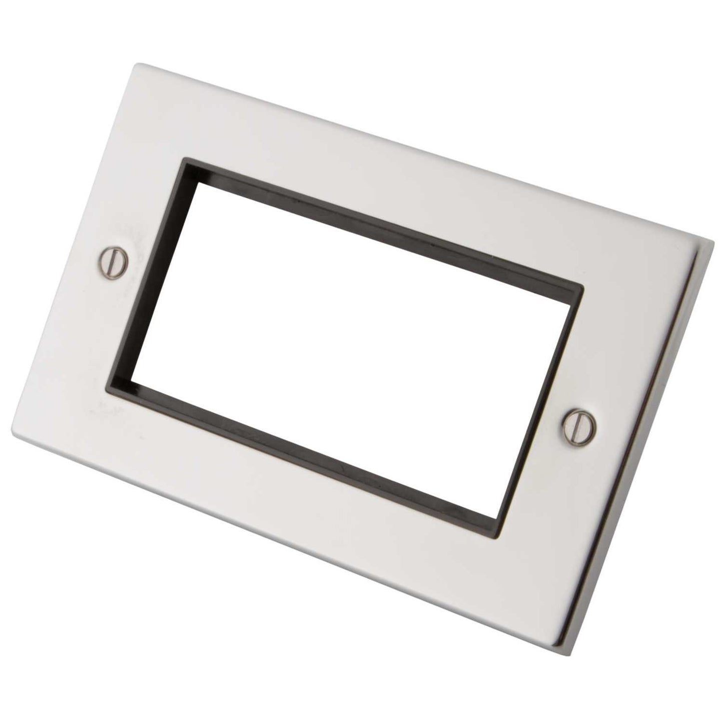 M2 Decorative 2 Gang 4 Euro Module Front Plate Black Insert Polished Stainless Steel