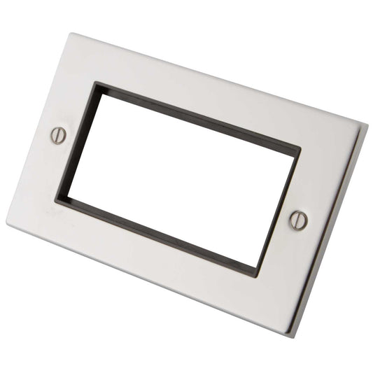 M2 Decorative 2 Gang 4 Euro Module Front Plate Black Insert Polished Stainless Steel