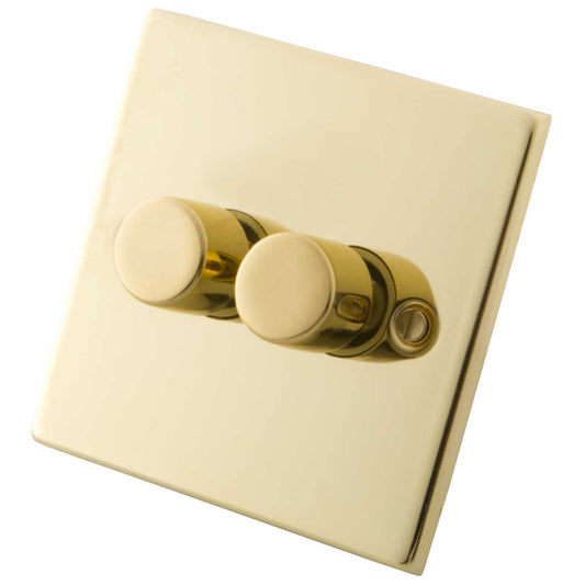 M2 Decorative 400W 2 Gang 2 Way Polished Brass