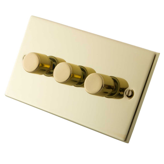 M2 Decorative 400W 3 Gang 2 Way Polished Brass