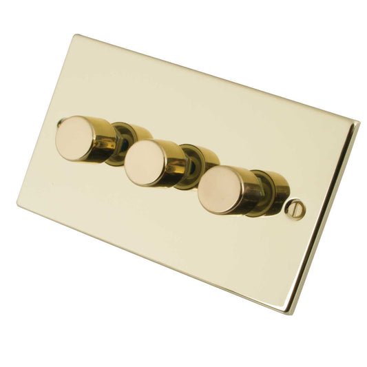 M2 Decorative 400W 3 Gang Intelligent Dimmer Polished Brass