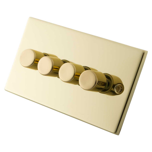 M2 Decorative 400W 4 Gang Intelligent Dimmer Polished Brass