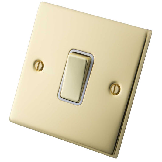 M2 Decorative 10A 1 Gang Intermediate Switch White Insert Polished Brass