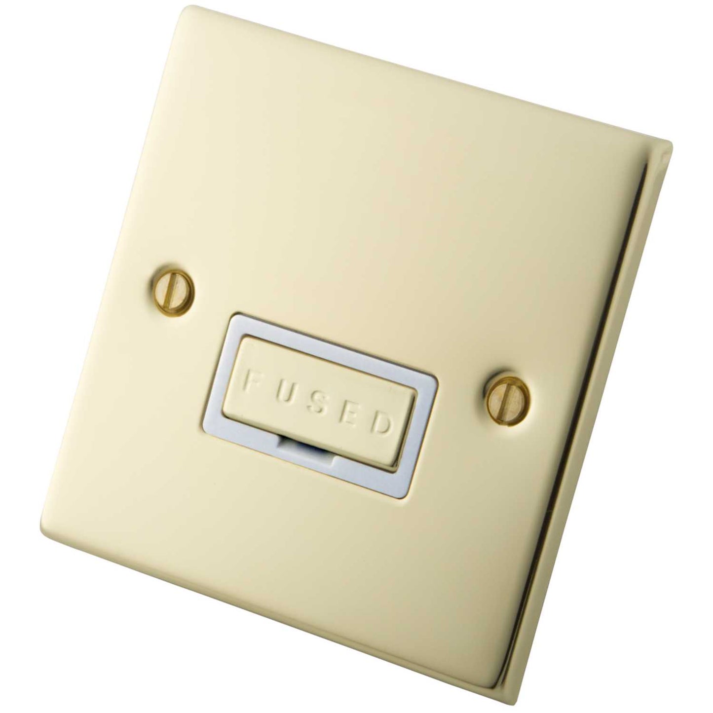 M2 Decorative 13A Unswitched Fused Spur White Insert Polished Brass