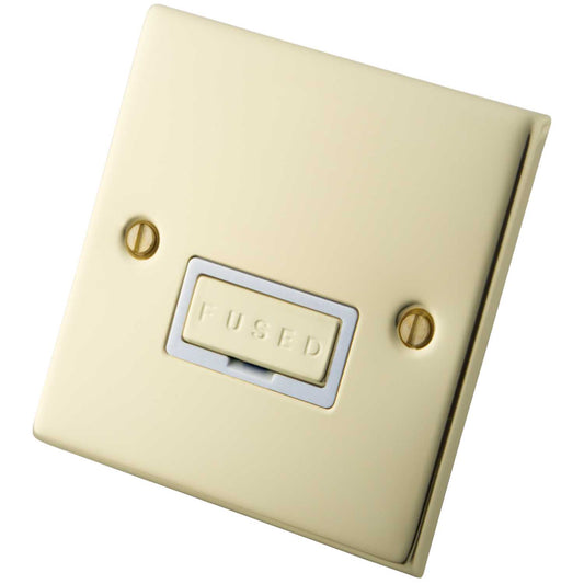 M2 Decorative 13A Unswitched Fused Spur White Insert Polished Brass