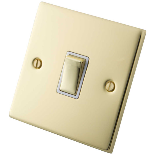 M2 Decorative 20A DP Switch White Insert Polished Brass